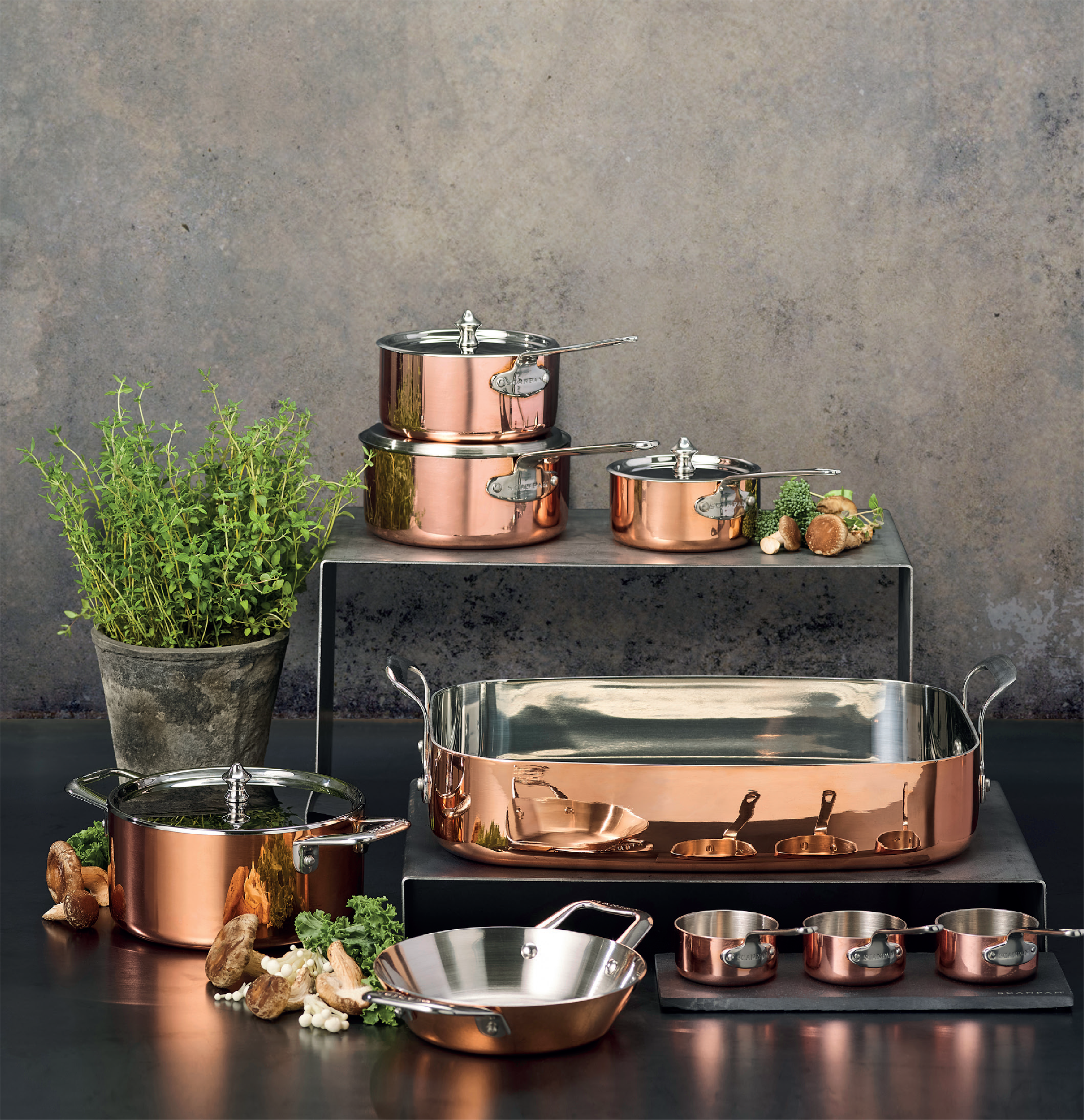 Maitre D' Copper 6cm Mini Sauce Pot Set with Slateboard