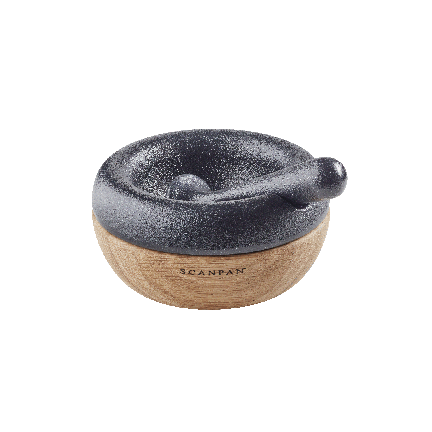 Maitre D' Cast Iron Mortar with Pestle - Iron/Oak